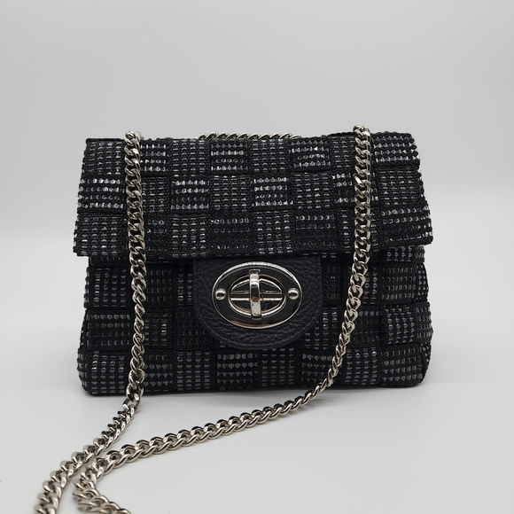 Alma Tonutti Handmade Italian Artisan Black Metallic Woven Crossbody Handbag - Picture 4 of 16